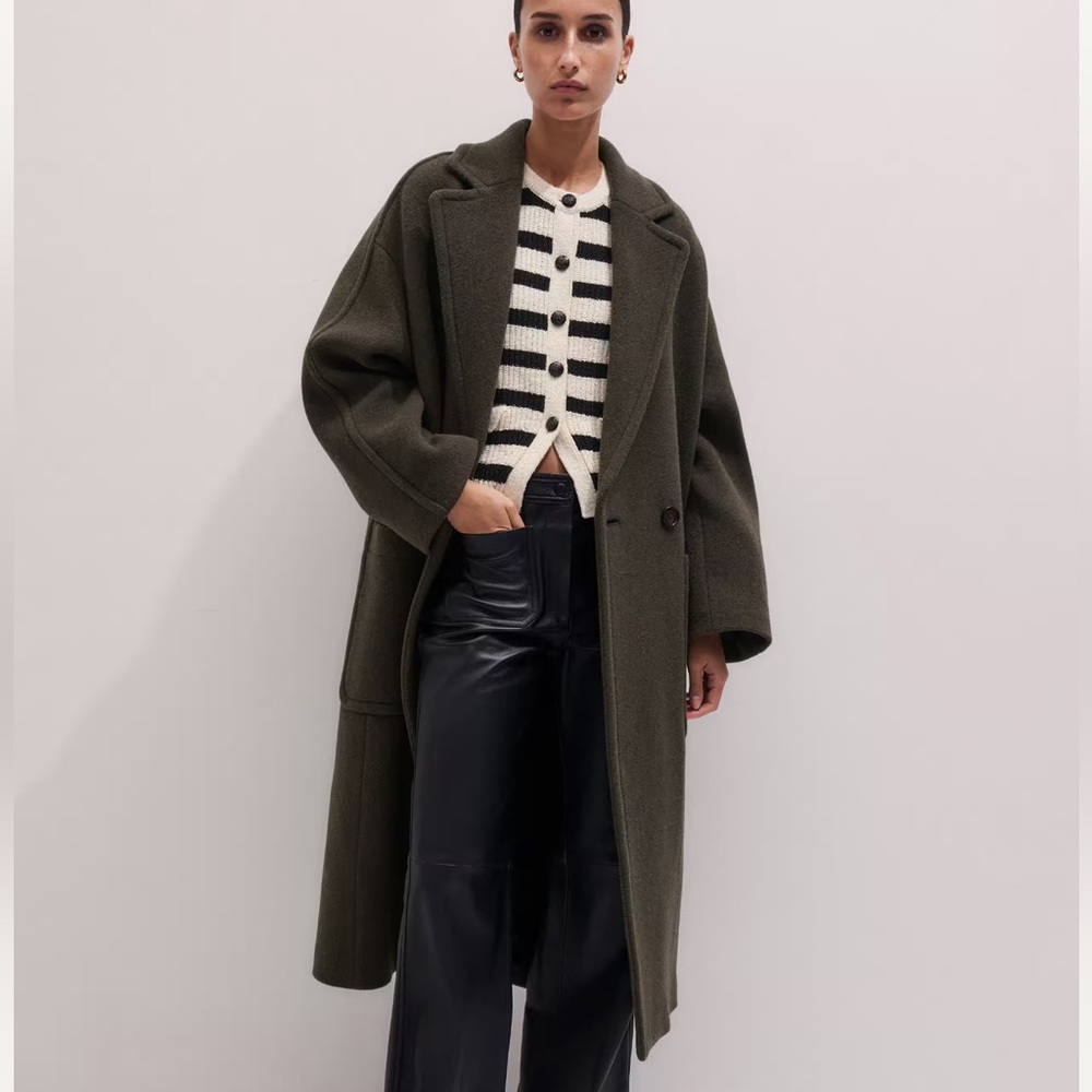 ME+EM Cocoon Coat + Belt in Olive